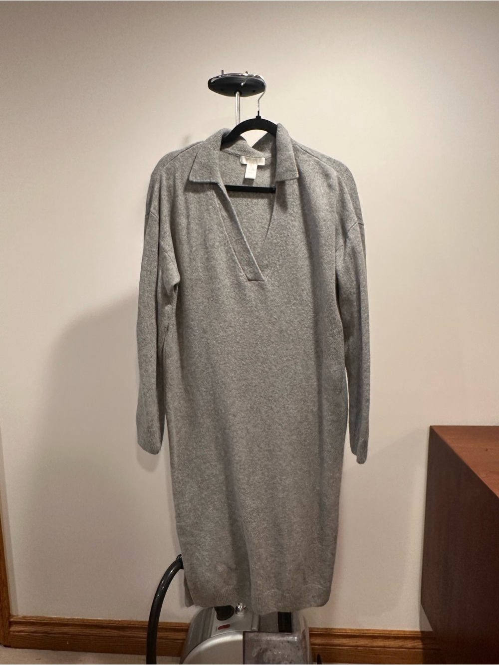 H&M Relaxed V-Neck Collar Sweater Dress - Gray